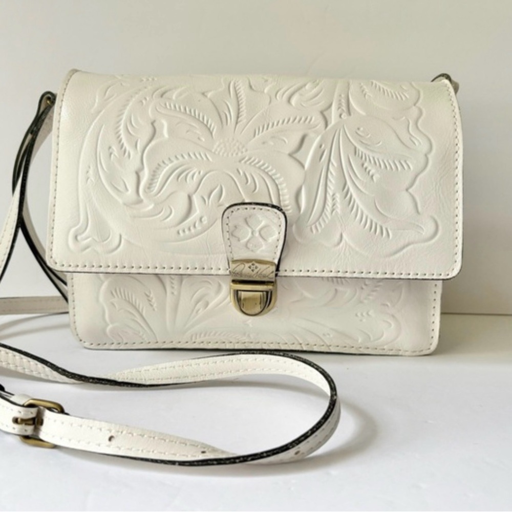 Patricia Nash White Embossed Leather Crossbody Bag